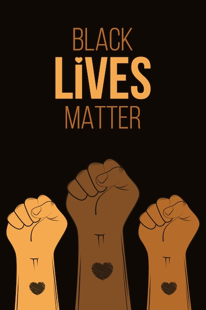 Poster for Black Lives Matter protest. Stop violence to black people.