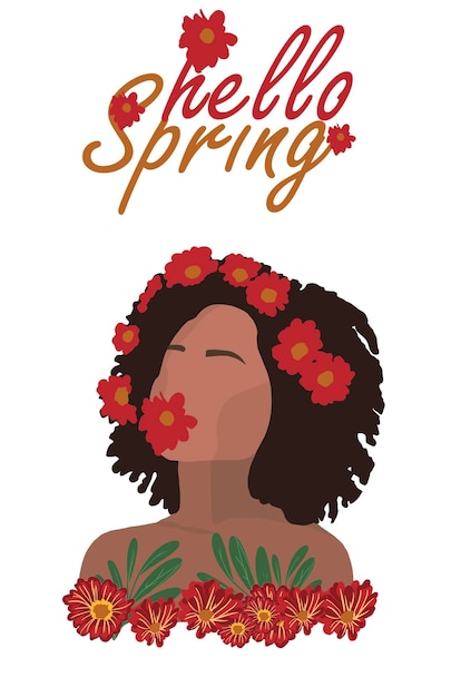 На плакате к книге Весна изображена женщина с цветами на голове.