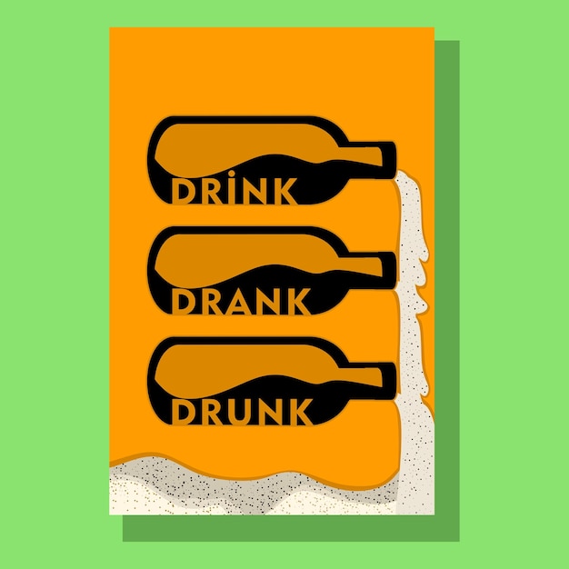 Poster botlle drink nel concetto di logo nel vettore