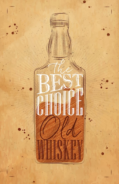 Vector poster bottle whiskey lettering