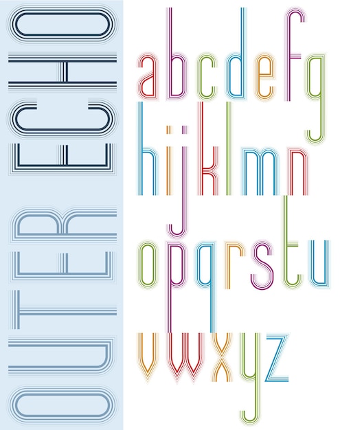 Poster bright echo condensed font, striped compact light lowercase letters on white background.