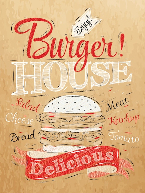 Vettore poster burger house kraft