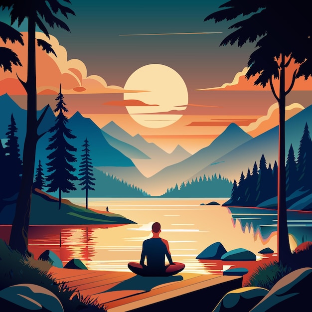 a poster for a cabin with a boat and a cabin in the background