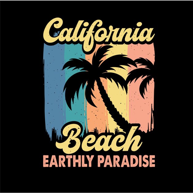 Vector a poster for the california beach beach has palm trees on it