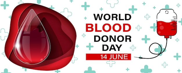 Poster campaign of world blood donor day in paper cut and flat design