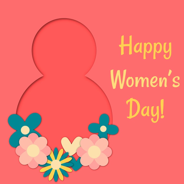 Poster card sticker with silhouette 8 with text happy womens day illustration can be used like sticker poster banner or in print