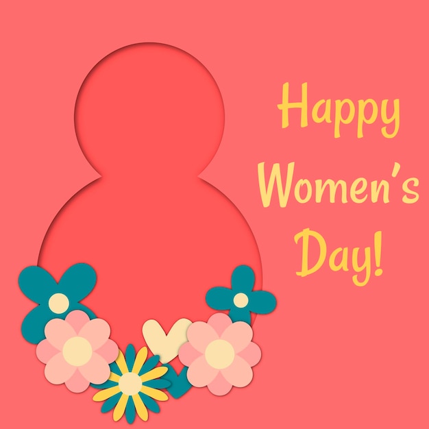 Poster card sticker with silhouette 8 with text Happy Womens Day Illustration can be used like sticker poster banner or in print