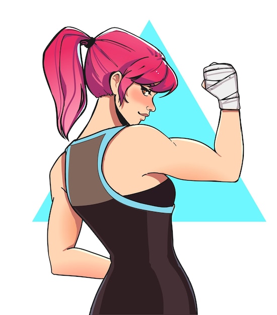 Premium Vector  Girl boxer in sportswear in hand wraps with the boxing  glove female fight for equal rights