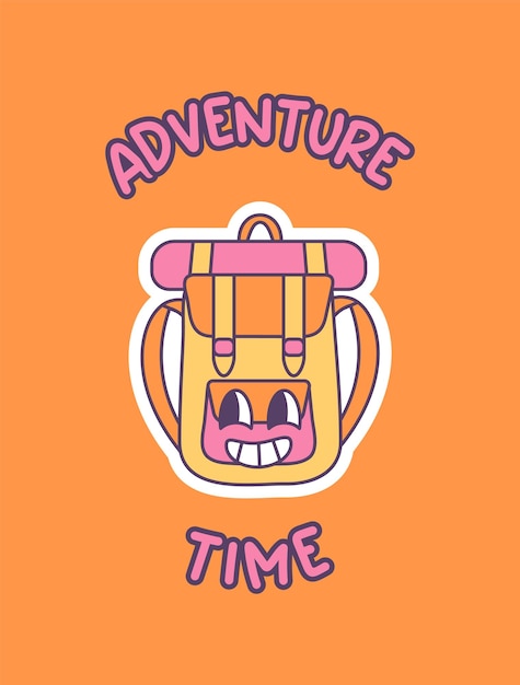 Poster cartoon adventure time with backpack