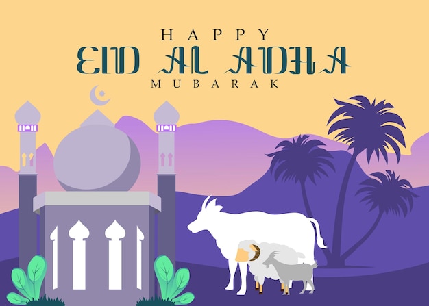 Vettore un poster per la celebrazione della fine al adha mura eid al adha