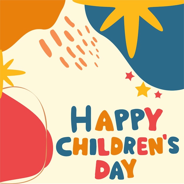 A poster for a children's day with a yellow star and a blue background.