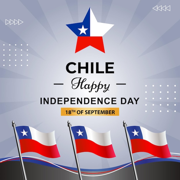 チリの幸せな独立記念日のポスターで、国旗が掲げられています。