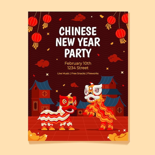 Vector poster of chinese new year celebration