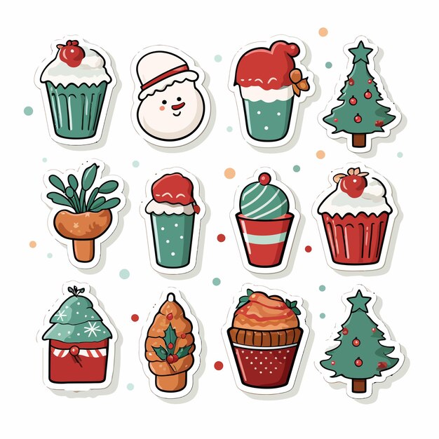 a poster of a christmas cupcakes with a snowman on the top.