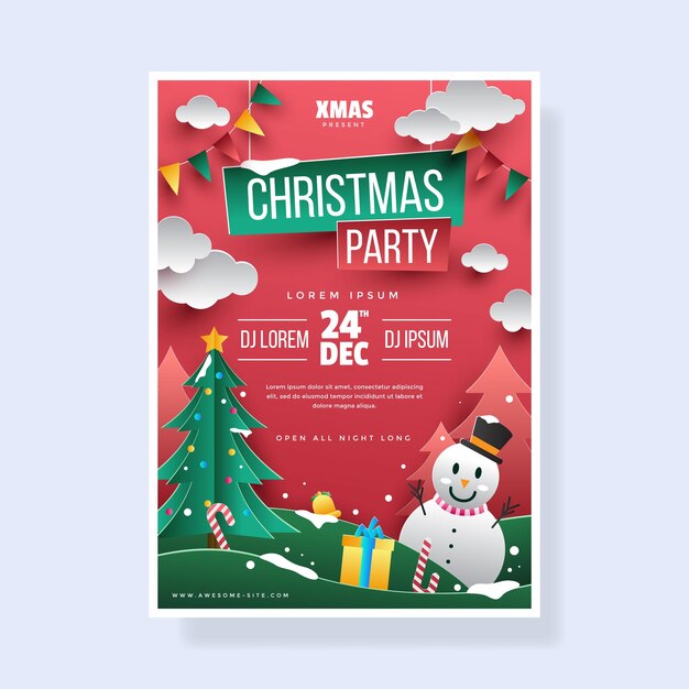 Vector a poster for christmas party with a snowman on it
