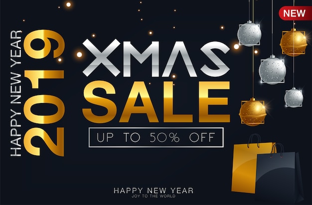 Vector poster for christmas sale background flat design