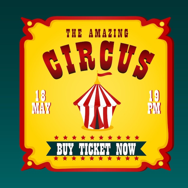 Vettore poster circo invito il fantastico circo acquista il biglietto ora
