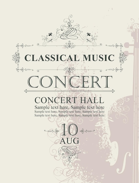 Vettore poster per concerto di musica classica