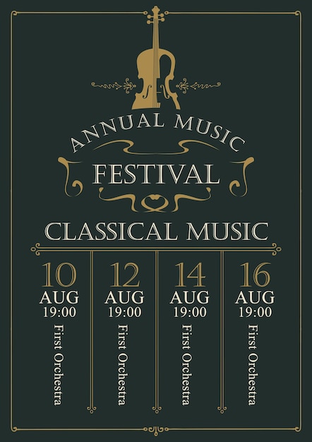 Vettore poster per il festival di musica classica