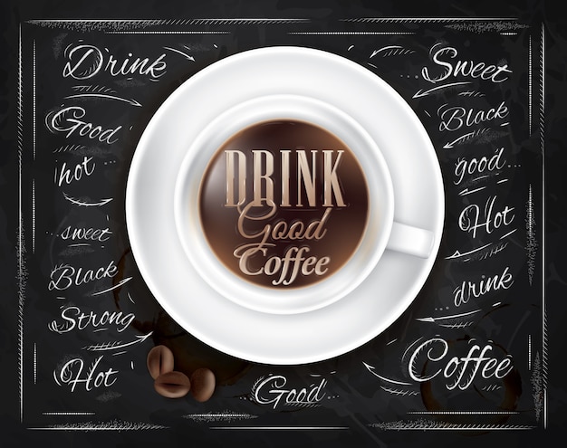 Poster coffee cup chalk