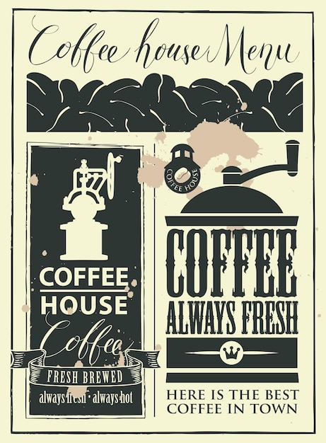 poster for coffee house in retro style