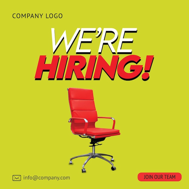 A poster for a company called we're hiring