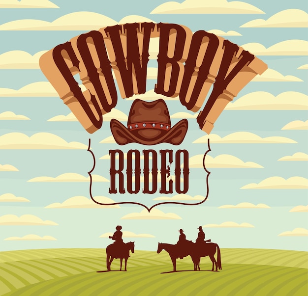 Vettore poster per rodeo da cowboy
