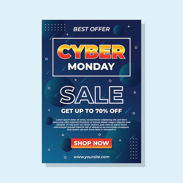 a poster for cyber monday sale is displayed