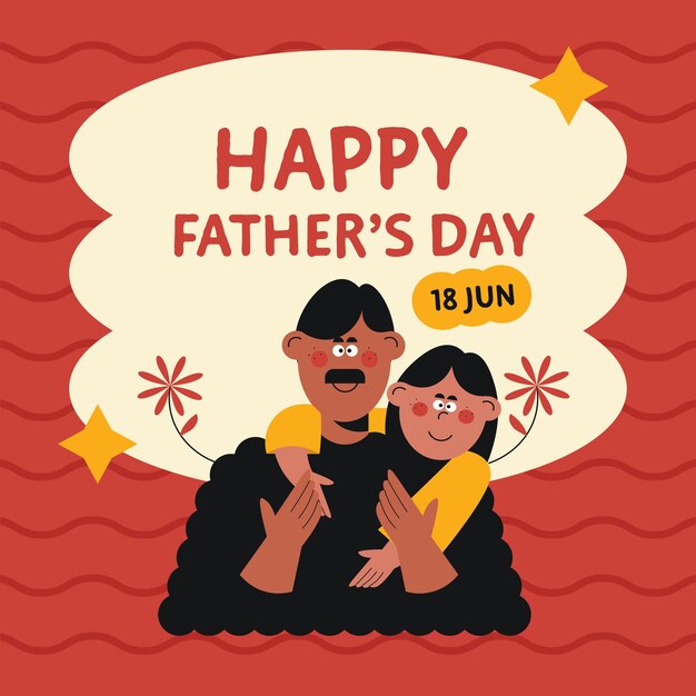 Vector a poster for dad with his daughter on his shoulder happy happy fathers day