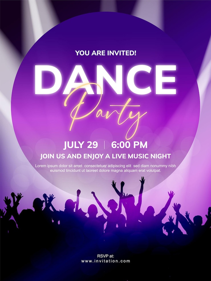Vector a poster for a dance party with people dancing on it