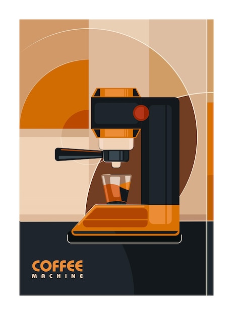 Poster deign coffee machine bauhause style