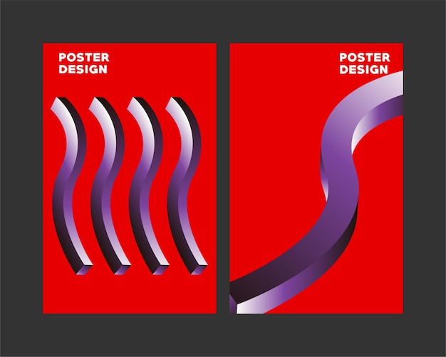 Poster design 3d abstract background shape gradient design