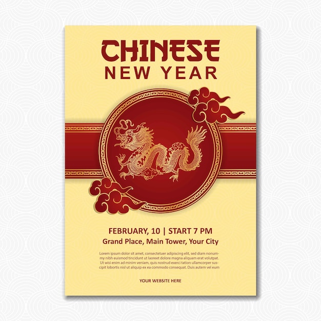 poster design chinese new year party dragon shio brochure design leaflet night festival template