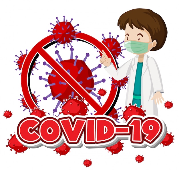Design del poster per il tema del coronavirus con maschera da medico