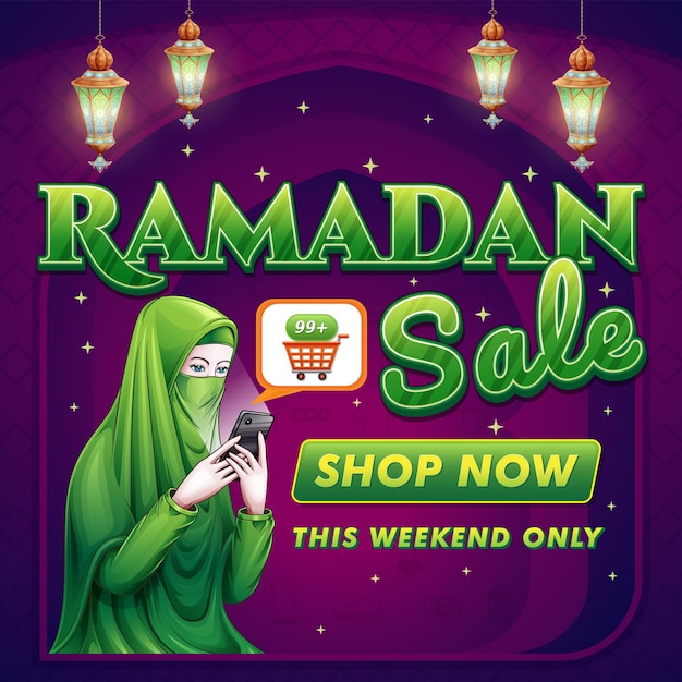 Vector poster design for sales during ramadan