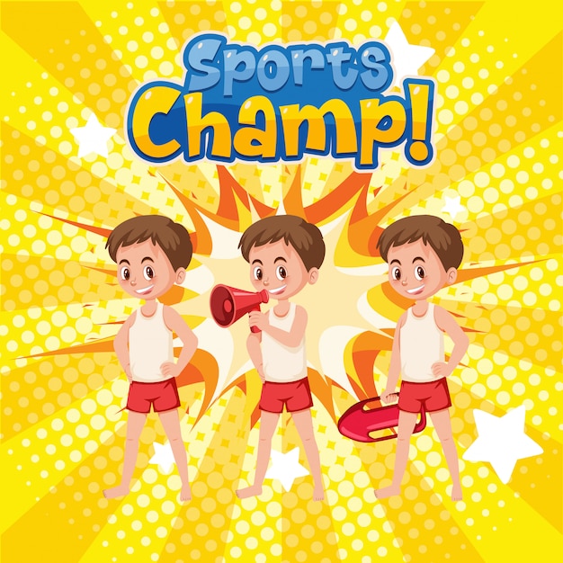 Poster design for sports champ with lifeguards