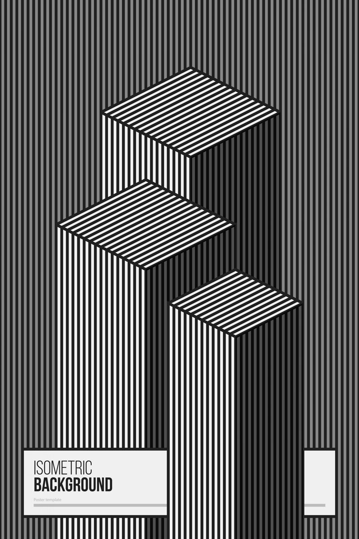 Vector poster design template with isometric elements