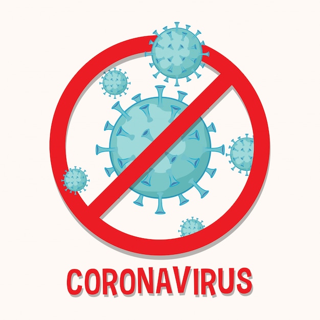 Poster design with coronavirus cell and stop sign