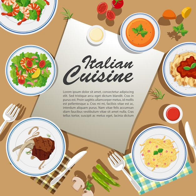 Vettore design di poster con vari alimenti