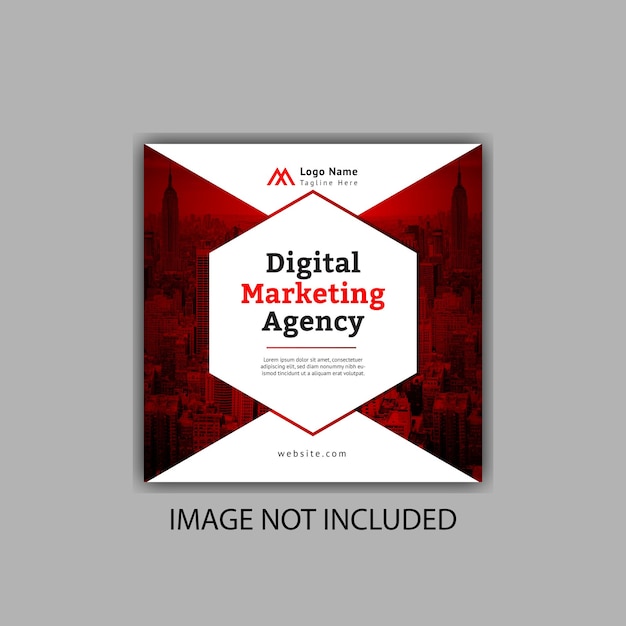 A poster for digital marketing agency showing a red and white background.