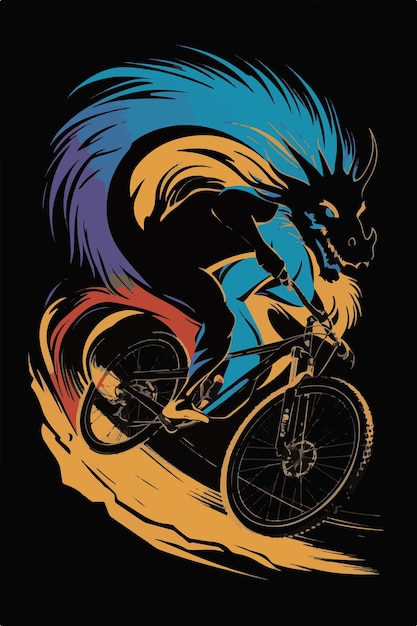 Vector a poster for a dragon on a bike with a dragon on the front