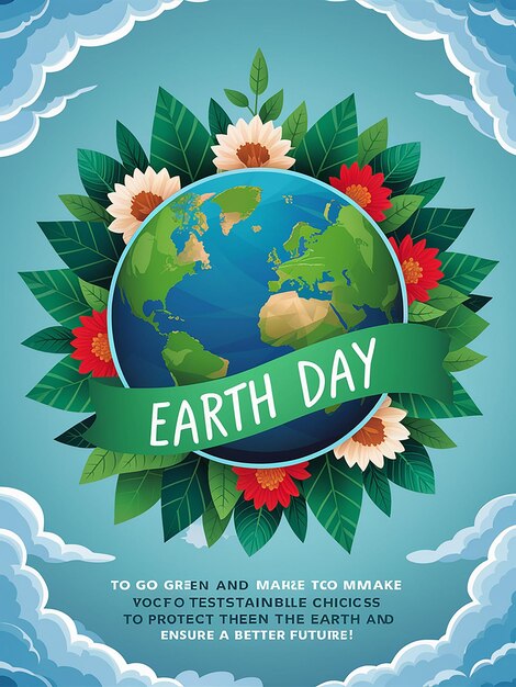 Vector a poster for earth day with a green ribbon around it