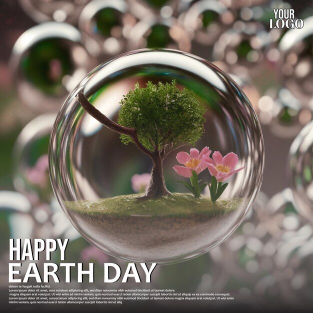 a poster for earth day with a tree in the background