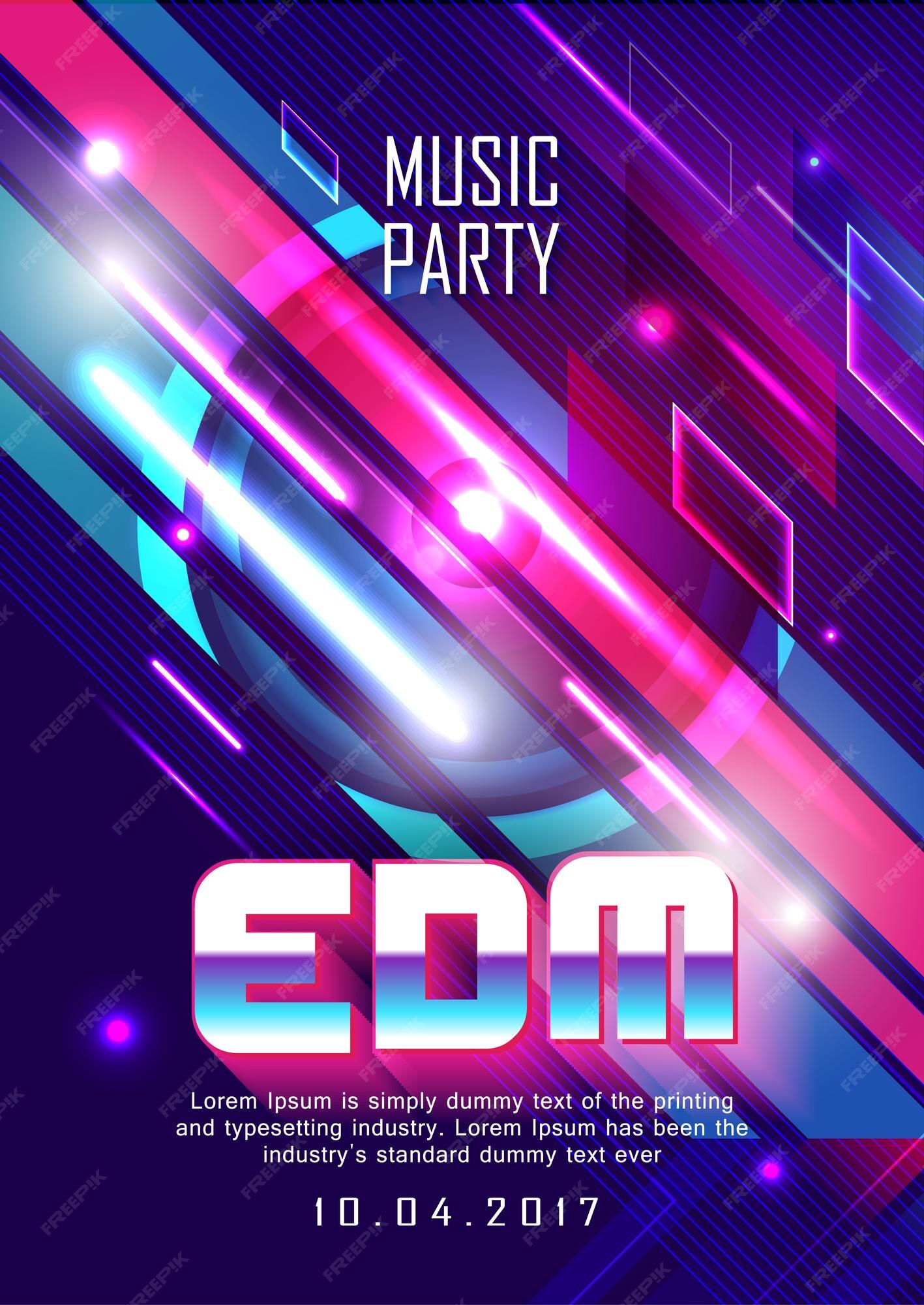 Premium Vector | Poster electronic music dj party retro design vector  background