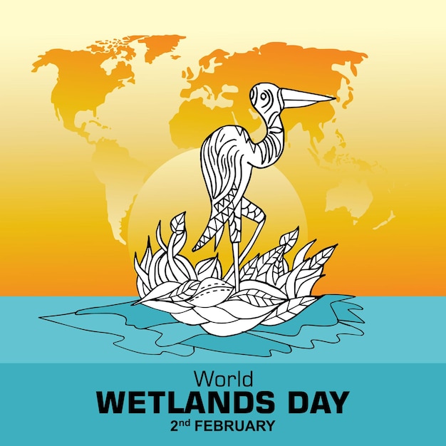 poster en spandoek voor de werelddag van de wetlands