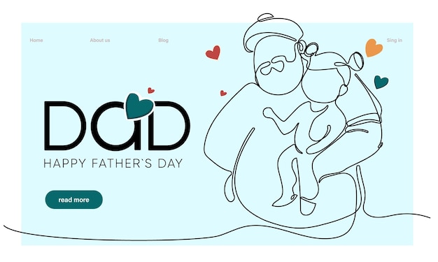 A poster for a father's day with a drawing of a boy and a girl holding a child