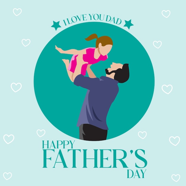 A poster for a father's day with a little girl in the air