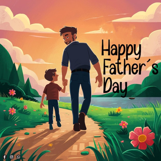 Vector a poster for a father and son with a sky background