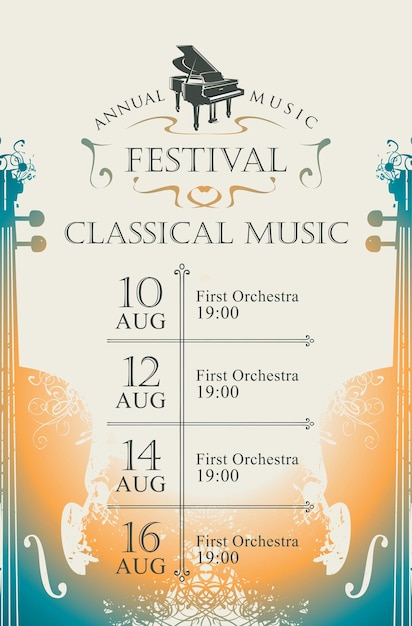 Vettore poster per festival di musica classica
