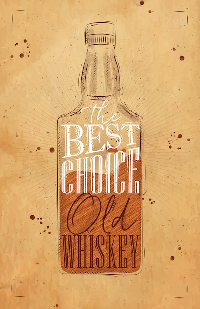 Poster fles whisky van letters voorzien